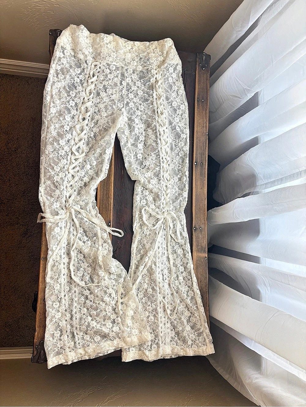 House of Sunny Law of Attraction Lace-up Flare Pants - Picture 3 of 10